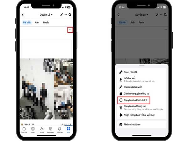 Mở bài viết cần ẩn trên trang Facebook