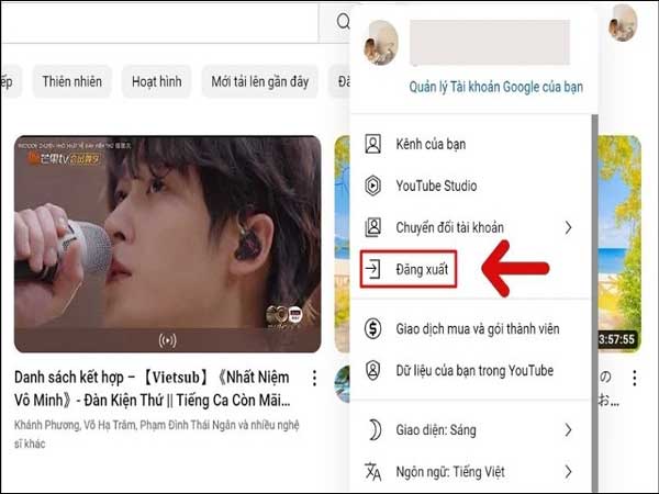 Cách đăng xuất khỏi Youtube trên máy tính