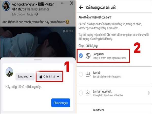 nhấn vào biểu tượng mũi tên gần mục Chỉ mình tôi