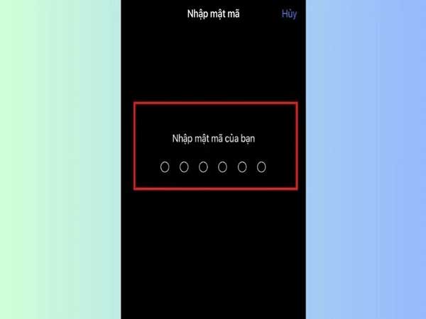 nhập mật khẩu hiện tại của điện thoại
