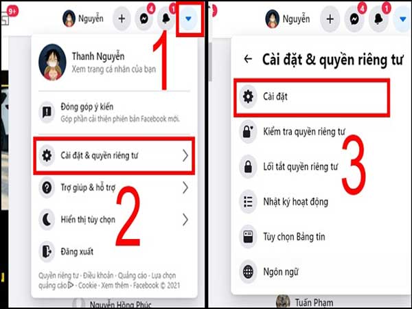 Bước 1: Truy cập Cài đặt trên trang web Facebook