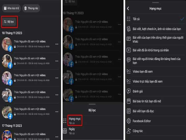 sau đó chọn Hạng mục và chọn hạng mục mà bạn muốn xóa bài viết