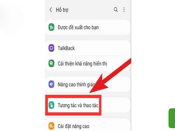 Chọn Tương tác và thao tác
