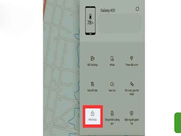 Sau khi đăng nhập, chọn mục "Mở Khóa"