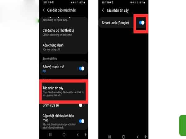 Lướt xuống và chọn Tác nhân tin cậy