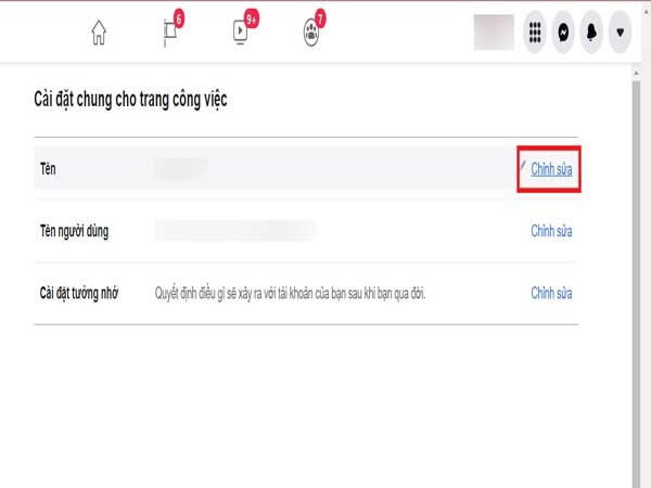 Nhấp vào "Chỉnh sửa" trong phần "Tên"