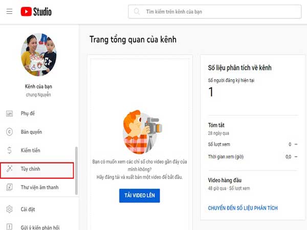 tìm và nhấn vào mục "Tùy chỉnh"