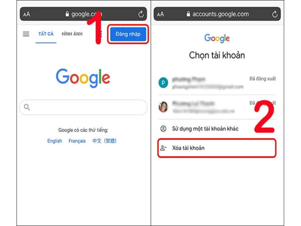 Đăng xuất và đăng nhập lại tài khoản Google